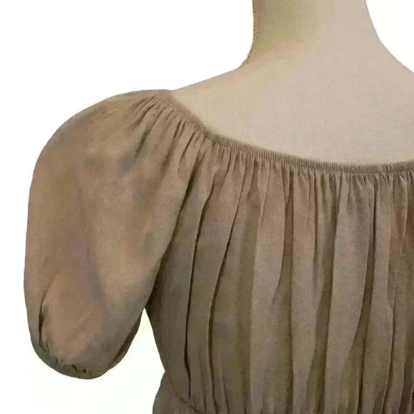 Melitea Beige Short Sleeve Off Shoulder Peasant Blouse Made in Italy Size Small - Picture 5 of 8